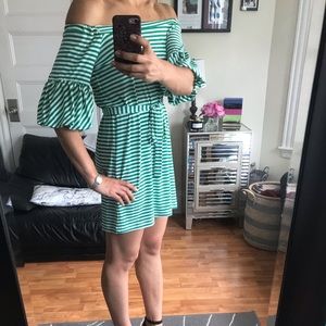 Donna Morgan striped off the shoulder dress size 4